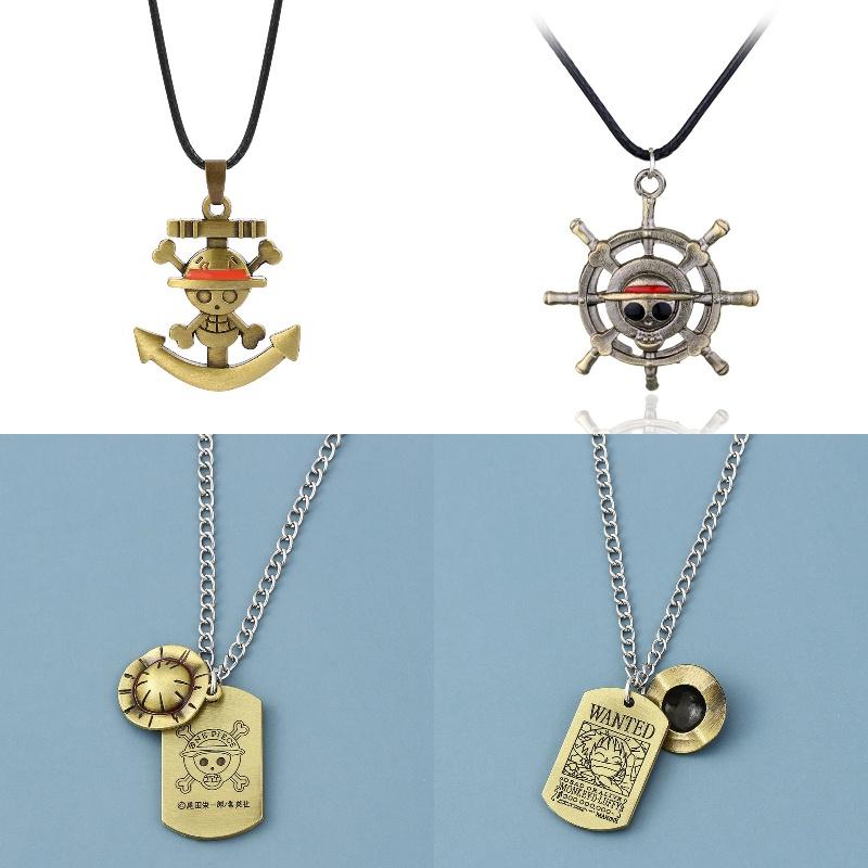 Japanese Anime One Piece Pirate King Gol D. Roger Pendant Necklace Cartoon Style