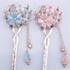 Women Girls Vintage Delicate Rhinestone Hair Pin Double Flower Hair Comb Hair Clip Hair Accessories