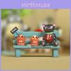 Black Cat Cute Sitting On Bench Watering Flowers Resin Ornaments For Decor Desk