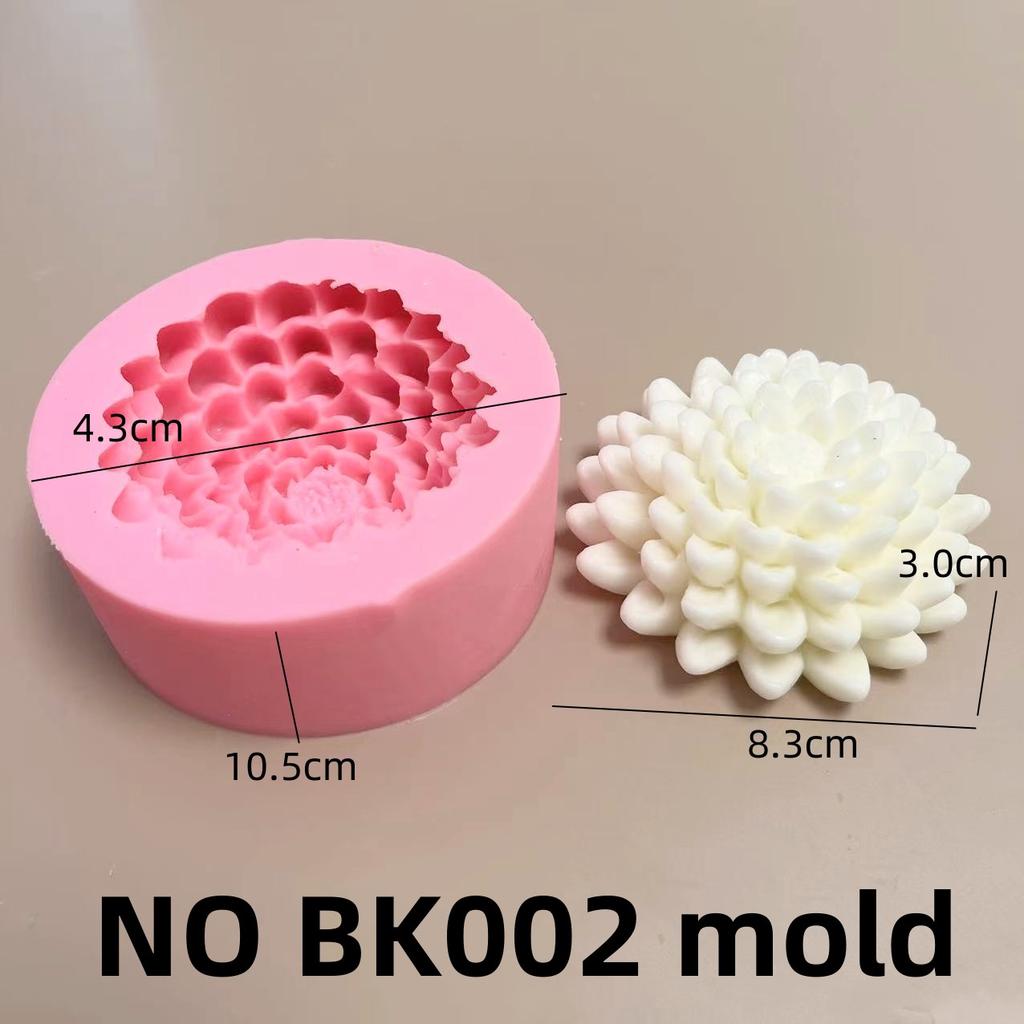 3D Christmas Decorative Flower Candle Silicone Mold Dahlia Silicone Cake Baking Mold Sugar craft Chocolate Cupcake Resin Tools