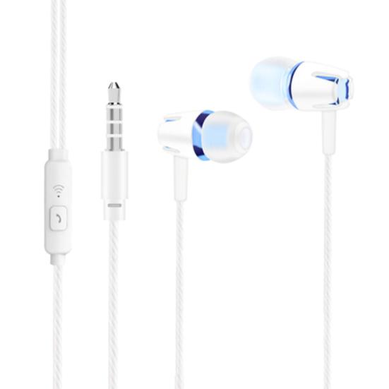 Fone de ouvido intra-auricular de 3,5 mm com graves pesados e fone de ouvido com fio de plástico moderno para smartphone