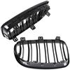 Grade entre os faróis dos BMW Série 1 E81 E82 E87 E88 (2007-2011) (rins) Conjunto esquerdo + direito BARRA DUPLA PRETA BRILHANTE