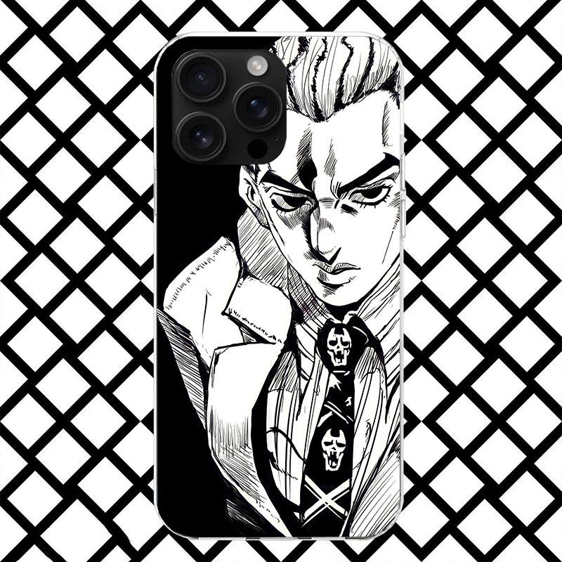 JoJo Kira Yoshikage Killer Queen Phone Case for iPhone 17 Air 16 16E 15 14 Plus 13 Mini 12 11 Pro Max 7 8 + SE 2020 Soft Cover F