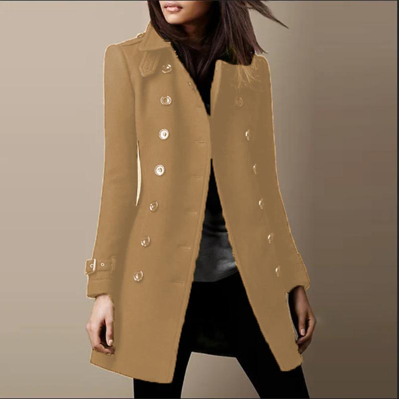 TIFICY Moda mujer Casual Color sólido estampado Otoño Invierno manga larga cuello POLO chaquetas y abrigos