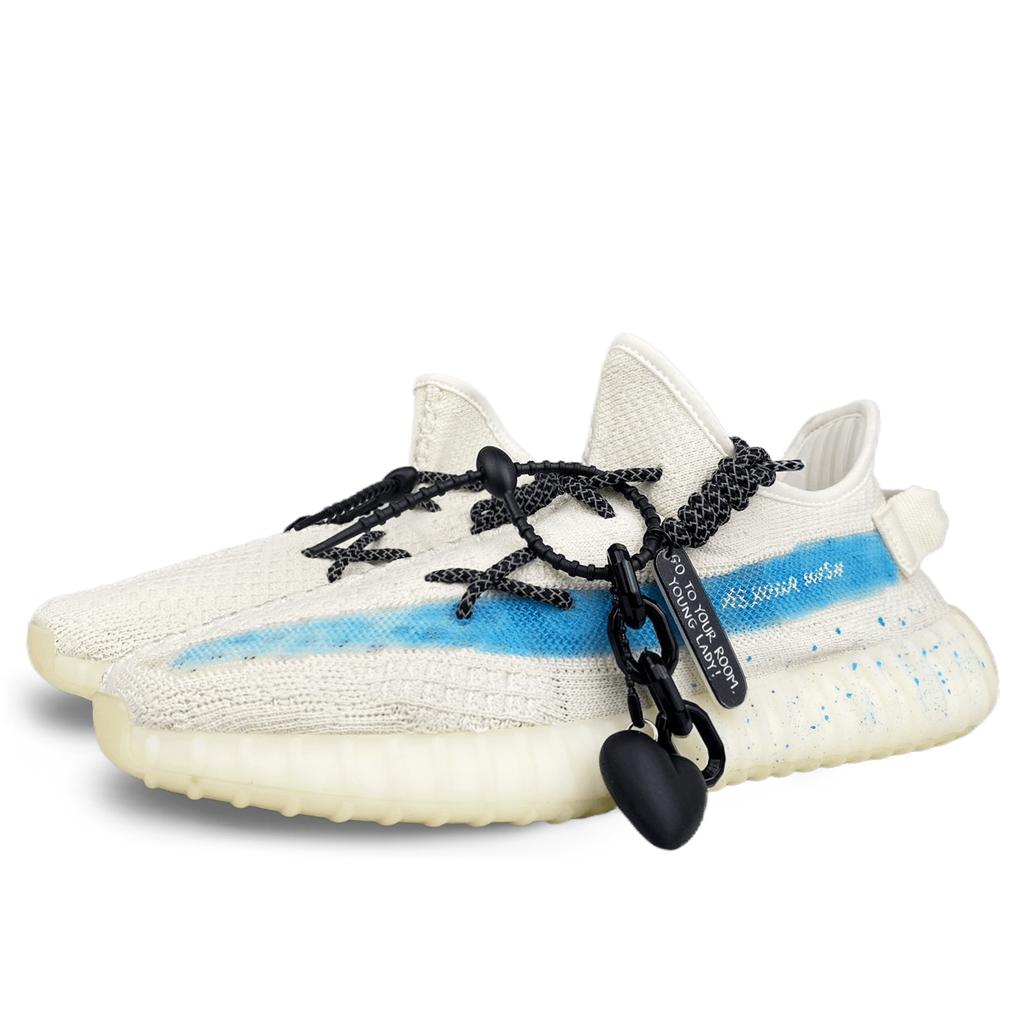Adidas Originals Yeezy Boost 350 V2 Slip Resistant And Breathable Low top Casual Shoes Unisex White Blue HQ6316(Team478-)