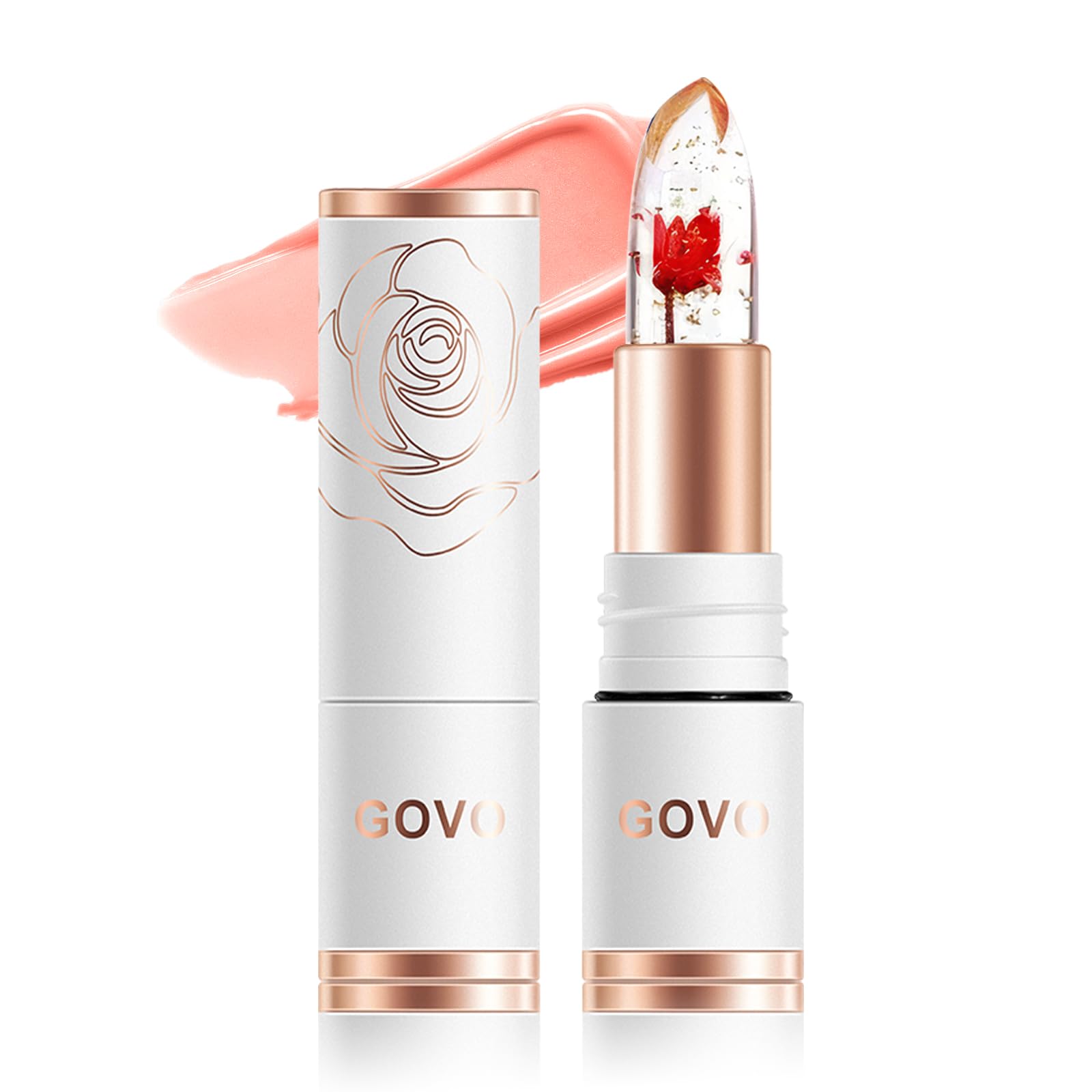 Wirwody Lip Tint Flower Jelly - Warm-Sensing Color Change, Long-Lasting Moisture & Shine, Transparent Lip Tint with Flower Petals, Moisturizing Care,