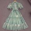 Lace Stand Collar Embroidered Patchwork Puff Sleeve Dress