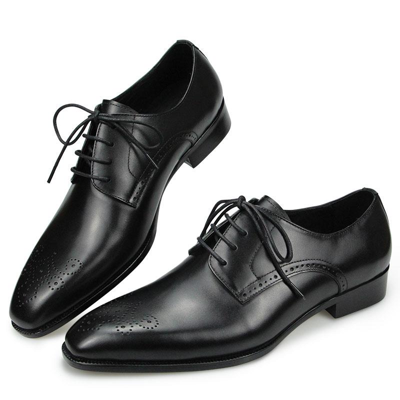 Fashion Wedding Business Men's Dress Shoe Luxury Black Customized Formal Suits Footwear Breathable Lace Up Man's Leather Shoe High Grade