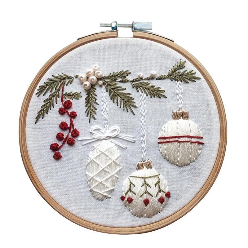 Christmas Embroidery Kit Featuring Unique Floral And Leaf Designs Perfect For Holiday Decor Projects