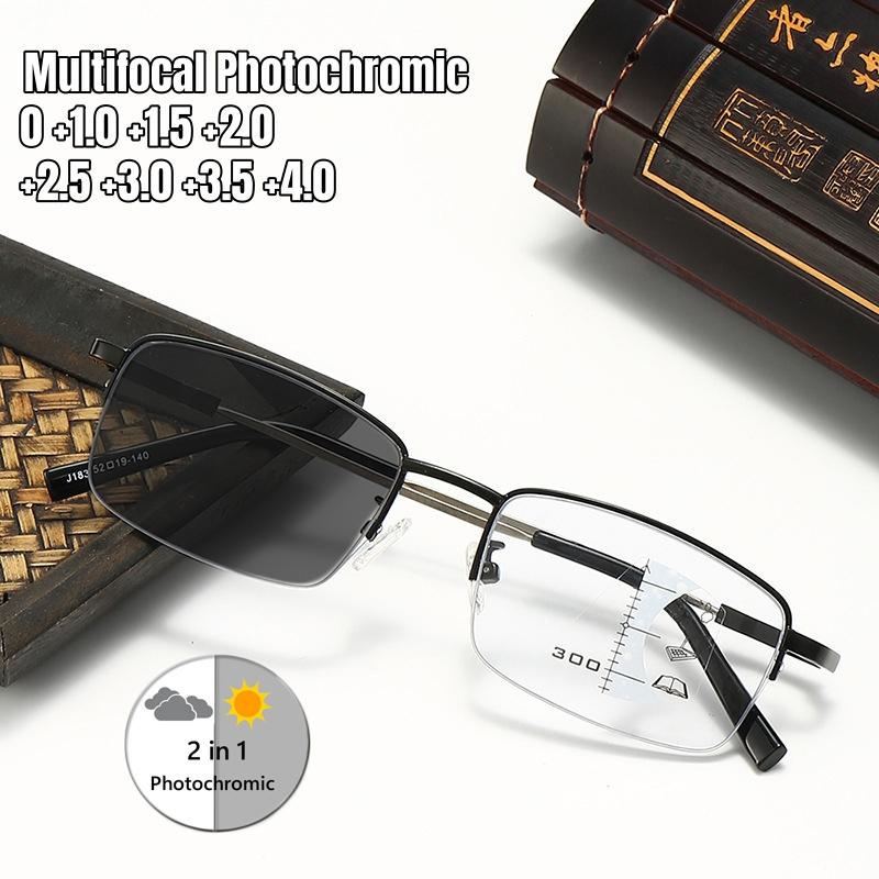 Anti Blue Light Progressive Multifocal Reading Glasses High-definition Photochromic Glasses Men and Women Presbyopia Glasses