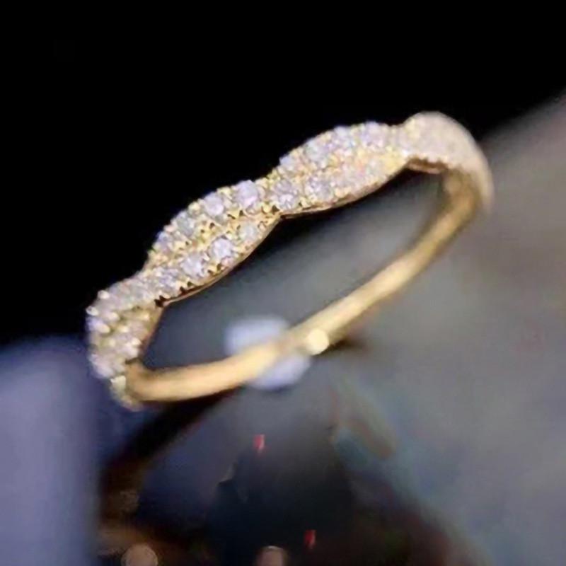925 Silver Twist Band Finger Rings for Women Full with Bling Bling Cubic Zirconia Statement Female Wedding Band Jewelry
