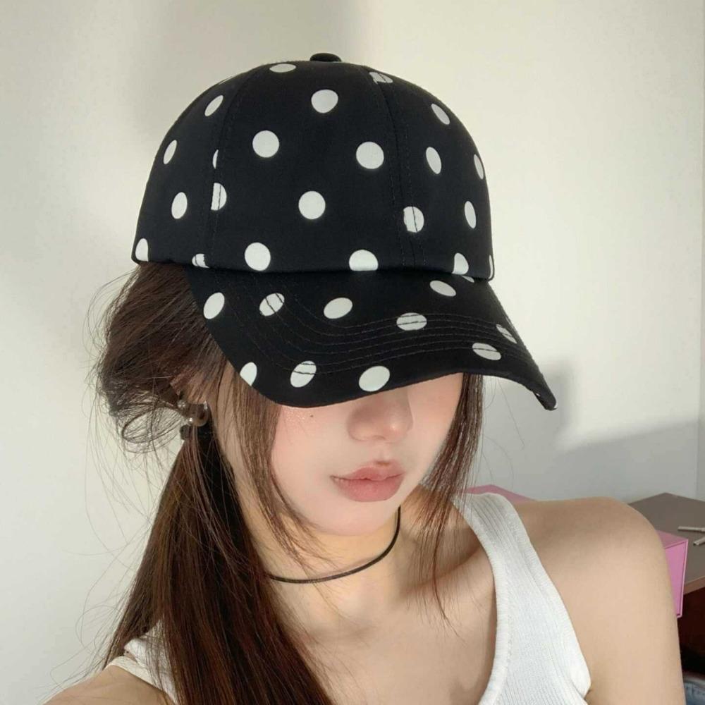 New Soft-Top Polka Dot Baseball Cap Wide Brim Adjustable Casual Hat Versatile Sun Protection Sun Hat For Women Men