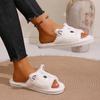 Women's Cute Open Toe Indoor Cotton Slippers, Warm Soft Home Slippers