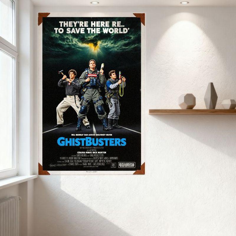 Ghostbusters Film Segno di Latta Metallico Vintage Sono Qui per Salvare il Mondo Z Protonico Misuratore PKE Decorazione per Man Cave Bar Caffetteria Casa