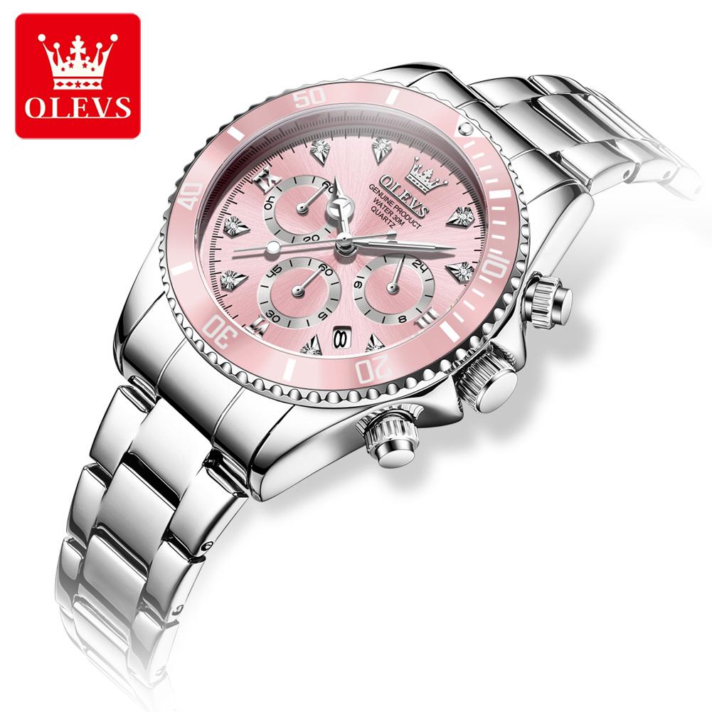 OLEVS Women’s Watch Elegant Luxury Original Quartz Watch Zircon Scale Waterproof Luminous Chronograph Date Ladies Watch 5632