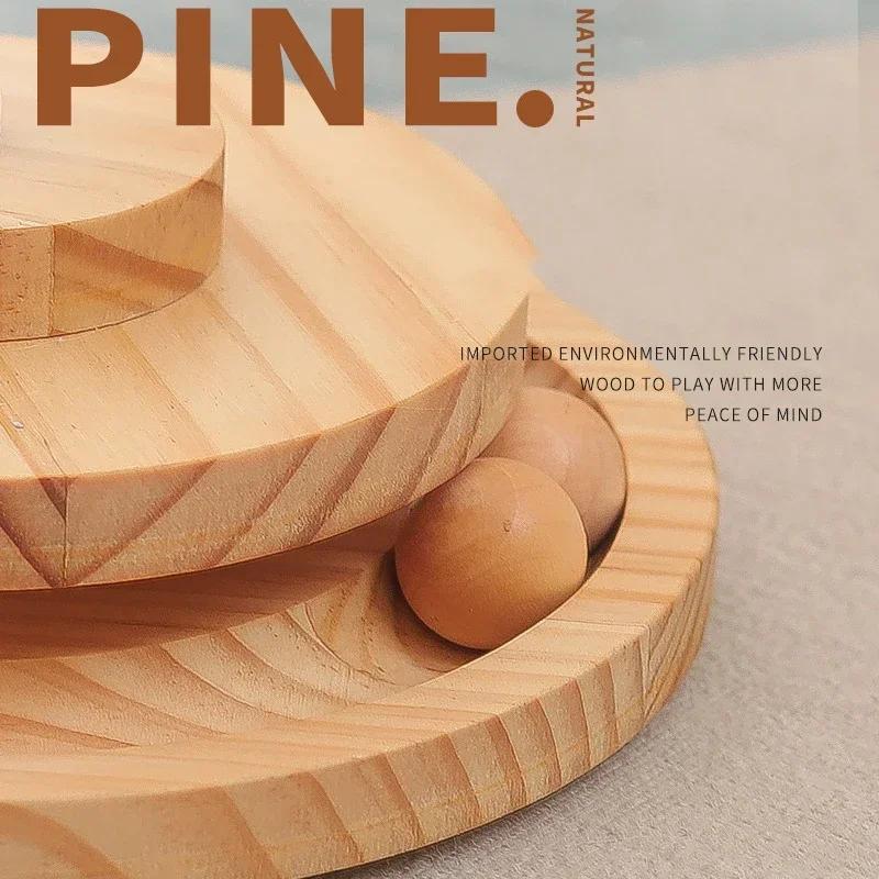Funny Cats Toys Solid Wood Spring Turntable Tumbler Swing Kitten Interactive Amusement Accessories Prevent Food Leakage Feeders