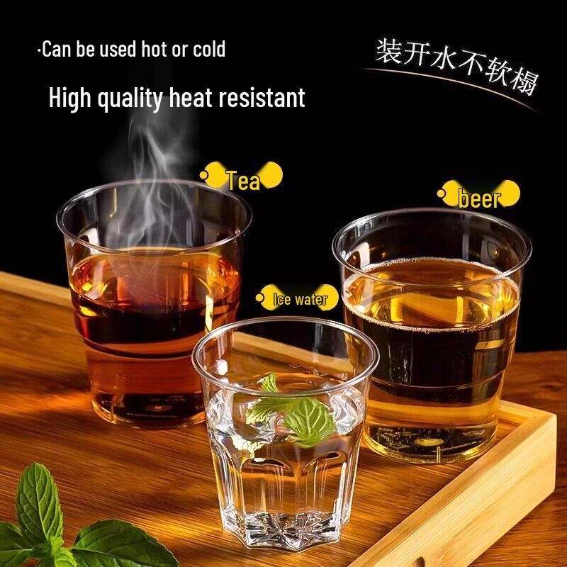 Lesanhao Disposable Hard Plastic Octagonal Cups