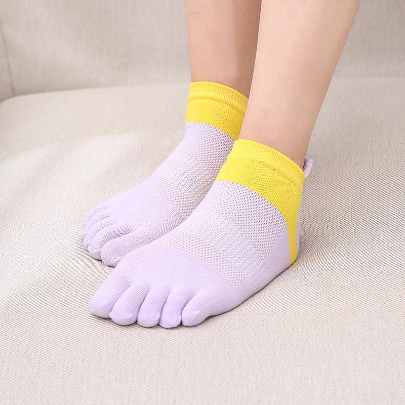 Women s Summer Five-Toe Split Sock, Breathable Cotton, Thin, Invisible Ankle, Short Tube, Five-Finger Design. One Size светло-фиолетовый