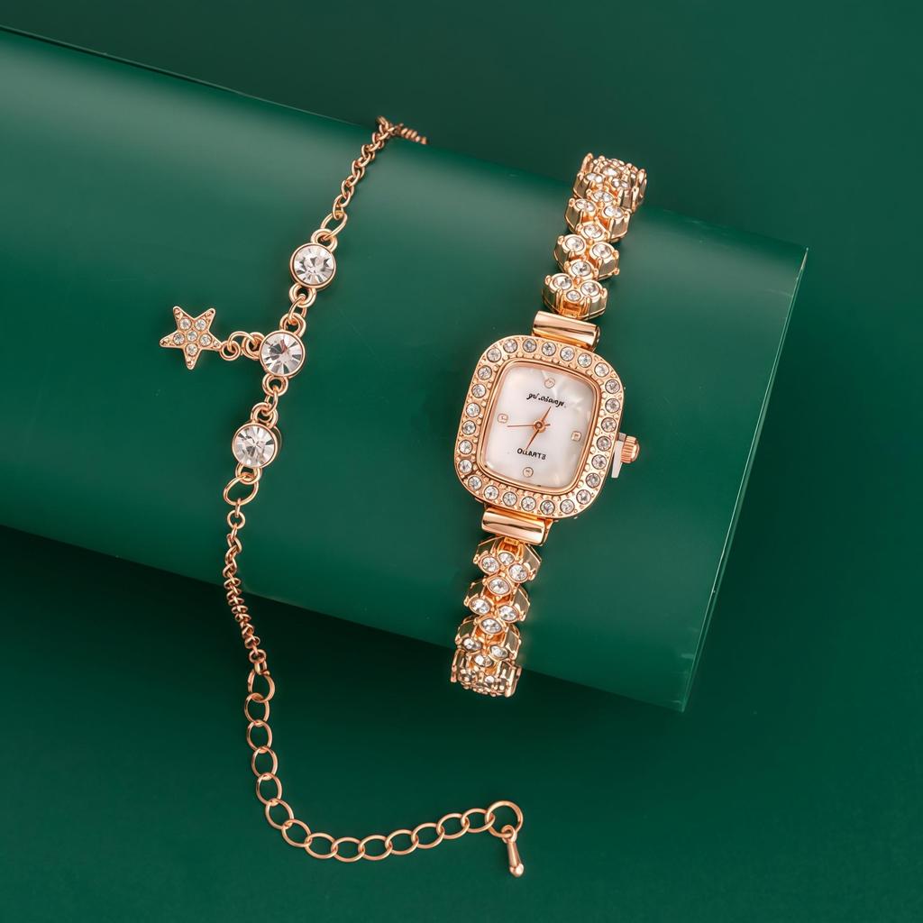 Leichter Luxus Kleines Zifferblatt Armband Set Damenuhr