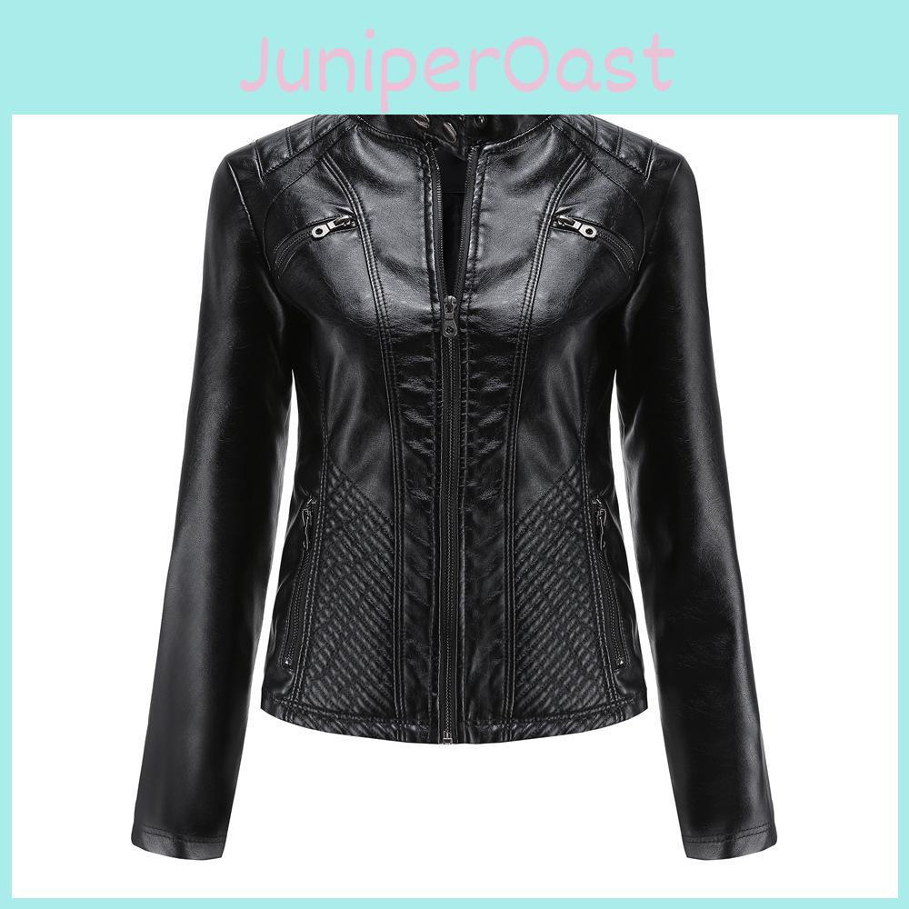 Female Womens Winter Autumn Jackets Clothing Coats Ladies Pu Leather Outwear Long Sleeve Motor Biker Tops Zipper