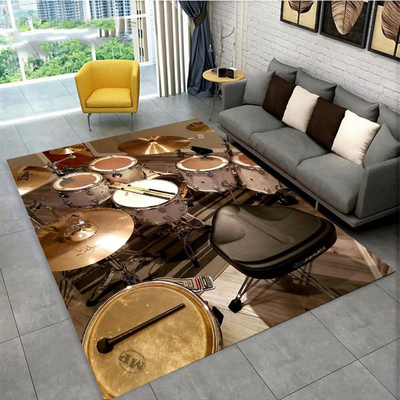 3D Drum Instrument Carpet, Living Room,bedroom, Sofa, Door Mat, Decorative Carpet, Drum Sound Insulation and Anti Slip Floor Mat