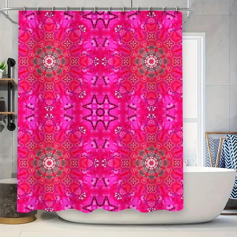Vibrant Pink Watercolor Mandala Shower Curtain With Starfish Design Bathroom Decor Accessories For Home Decoration!