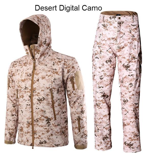 New TAD Tactical Soft Shell Jacket + Pants Camouflage Outdoor Men Army Sport Hunting Camping Waterproof Windbreaker Set