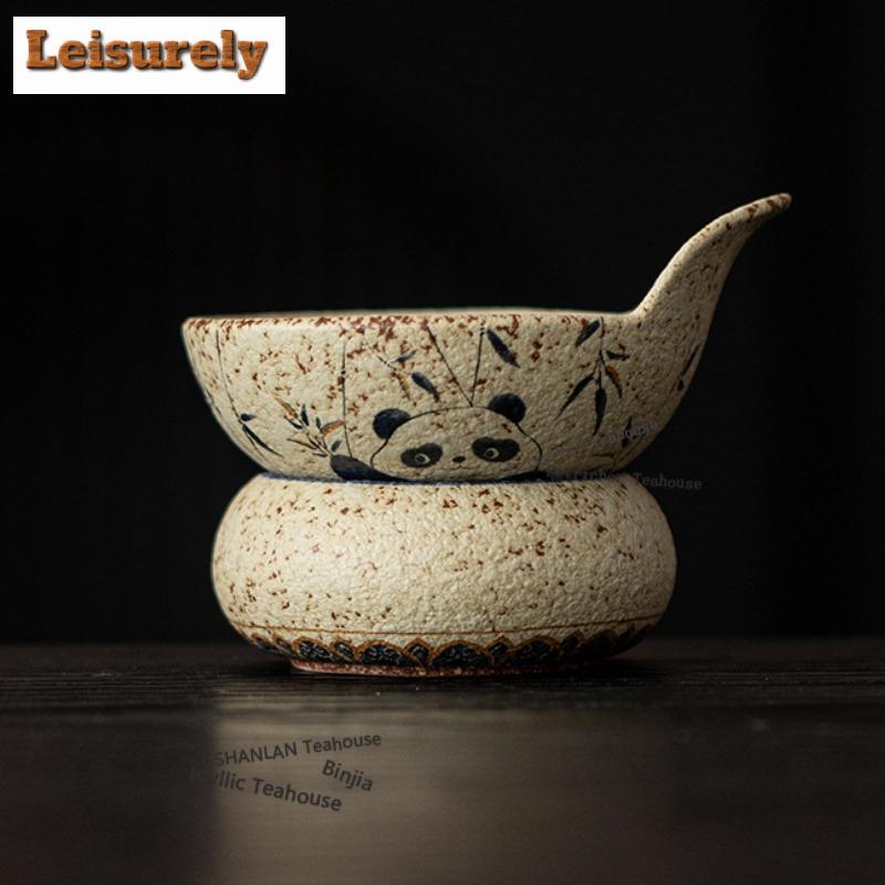 Blau und Weiß Firestone Roter Panda Bambus Tee-Separator Infusor Kreativer Teefilter Spender Teezubereitung Teefilter Cha Geschenk