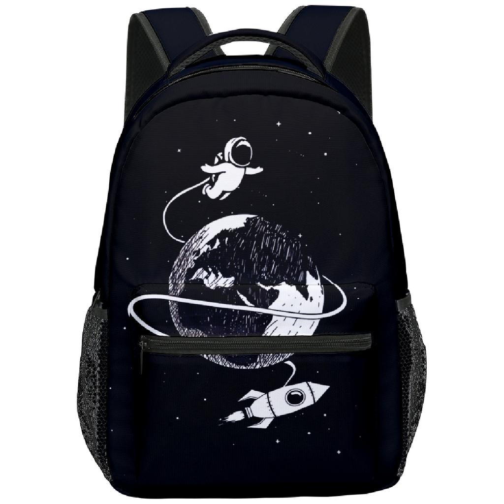 Harajuku Kpop Youthful School Bags Unisex Space Astronaut Travel Bags 3D Print Oxford Waterproof Notebook Shoulder Backpacks