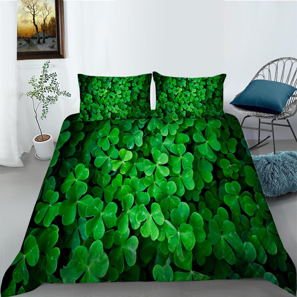 Green Duvet Cover Set Queen Size Tropical Rainforest Green Plant Palm Leaf Comforter Cover For Kids Teen Microfiber Quilt Cover
