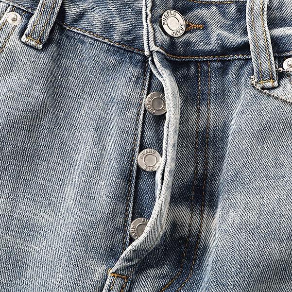 Meichao Jeans Washed Vintage Distressed Trendy Men And Women Ripped Trendy Ink Splash