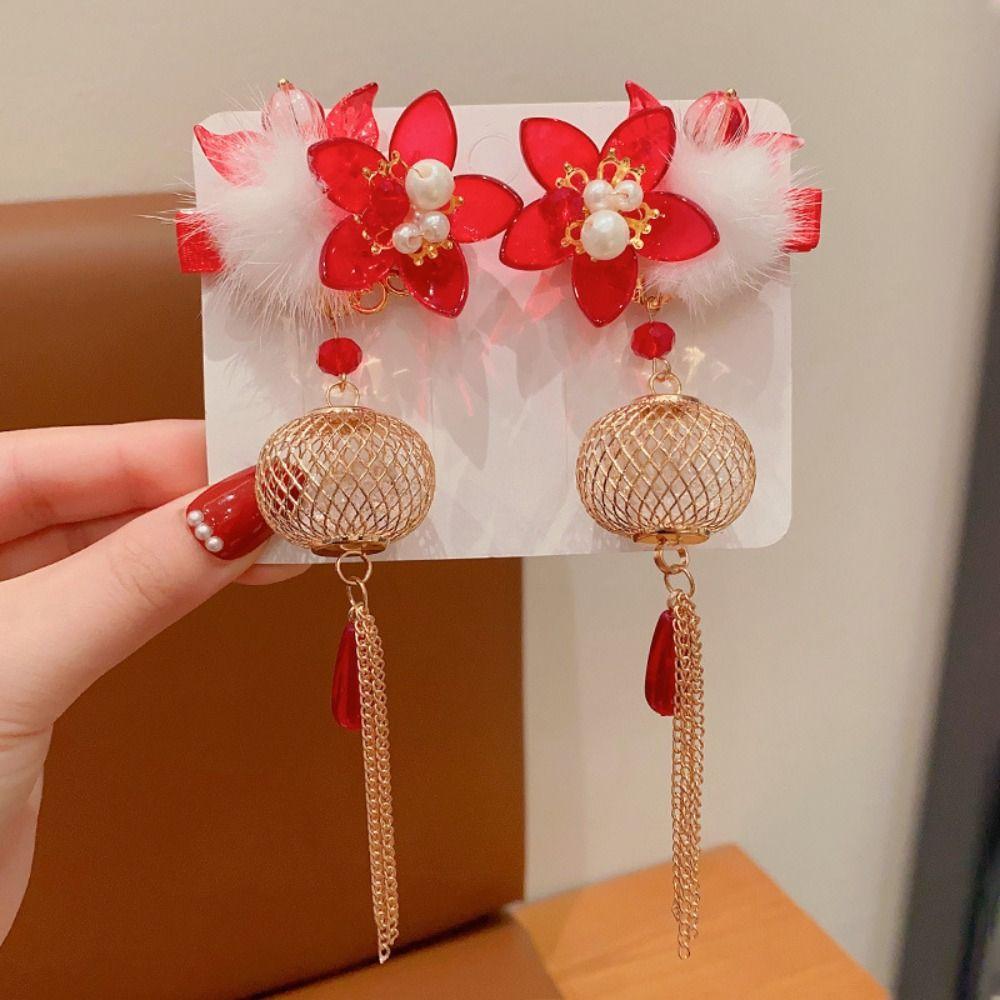 Flower Chinese New Year Headwear Bow Ancient Style Hairpin Simple Hanfu Hairpin  Children
