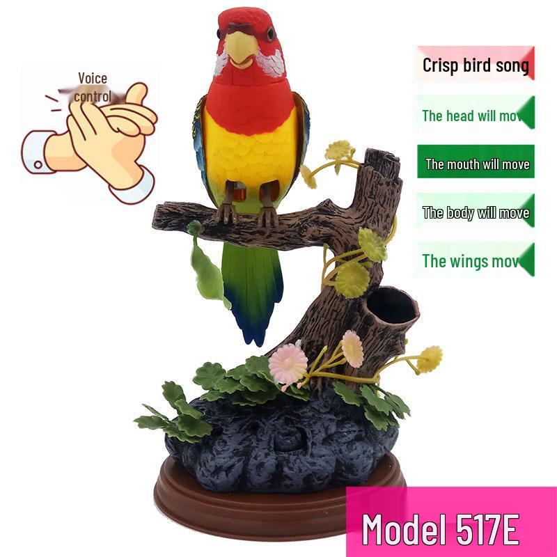 Hlasově ovládaná elektrická hračka Malý ptáček se simulací pohybu a zvuku aktivovaná indukcí