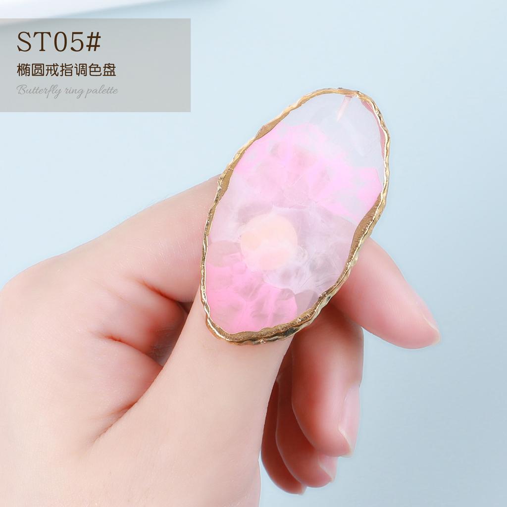 Japanese Nail Art Smudge Amber Ring Palette Resin Palette Nail Art Paint Glue Palette Display Board