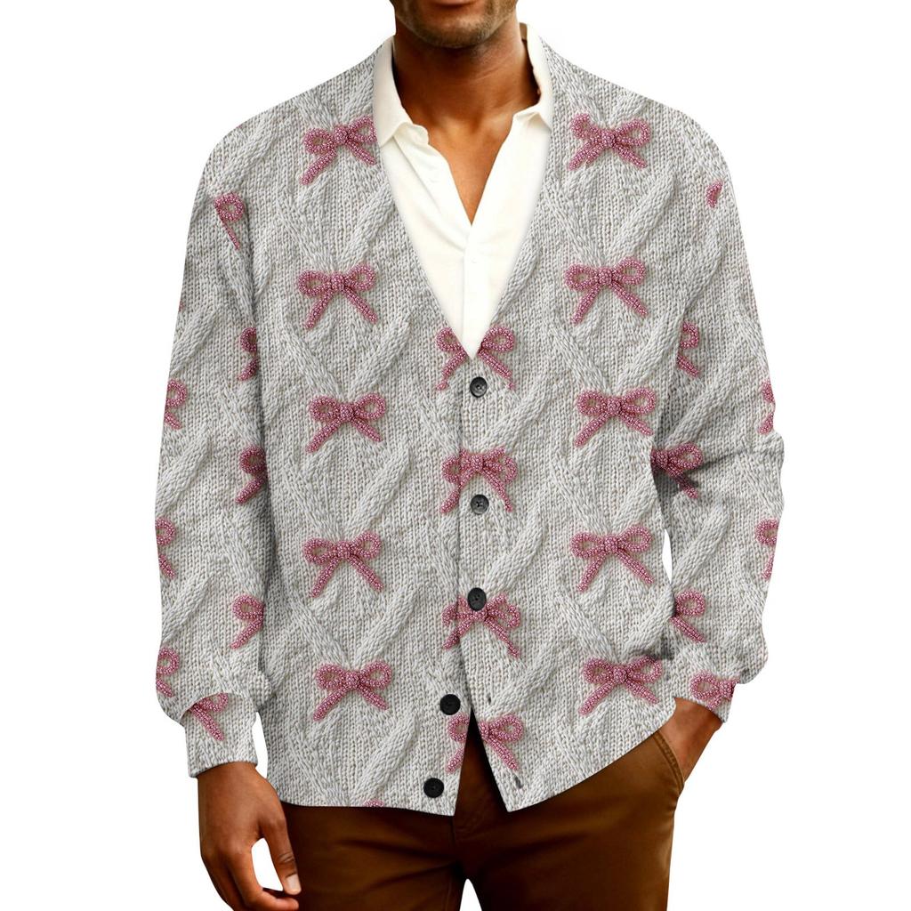 Ribbad långärmad kofta för män