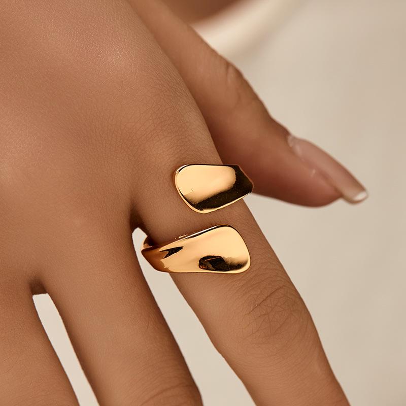 18K Gold Plated Heavy Metal Unisex Ring with High Texture - Eco-Friendly European & American Style
