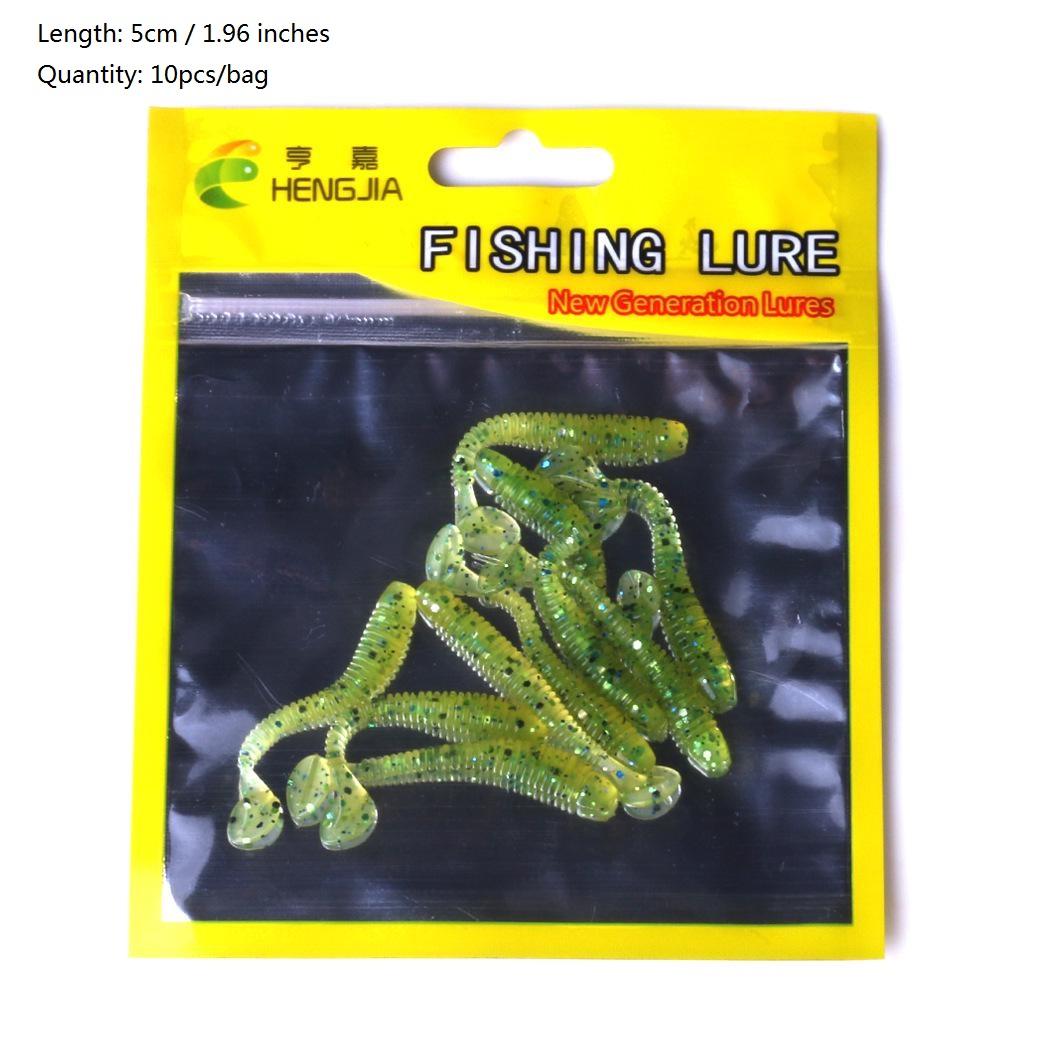 

10pcs 1.95 Inches Mini Soft Grubs Lure Worm Bait Soft Worm Silicone Bait Swimbait Bass Wobbler зелений