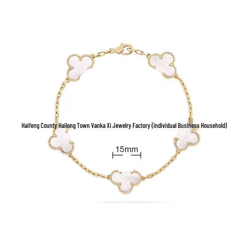 Bransoletka V Gold z Różowego Złota 18K z Koniczyną na Szczęście, Fioletowym Chalcedonem i Czerwonym Agatem dla Kobiet