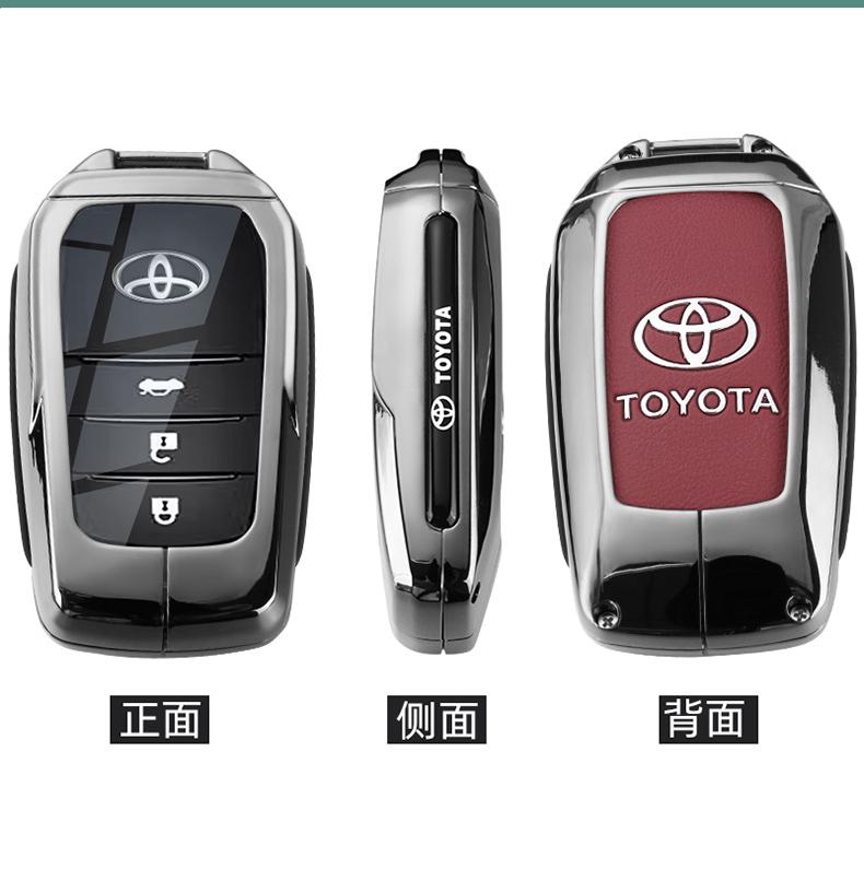 Leather Zinc Alloy Car Key Case for Toyota Corolla Hybrid 2021 Rav4 Land Cruiser Prado Camry Highlander Prius C-HR 2018+