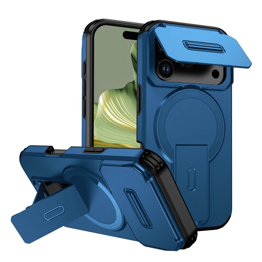 

KEYSION Протиударний магнітний чохол для iPhone 17 Pro 17 Pro Max Зсувний захист камери Підставка Бездротова зарядка Задня кришка телефону for iPhone 17 Pro синій