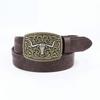 Cintura da Cowboy Western, Fibbia Grande a Forma di Testa di Toro, Pelle PU Retro Giovanile Punk Cintura Casual Versatile per Uomo e Donna