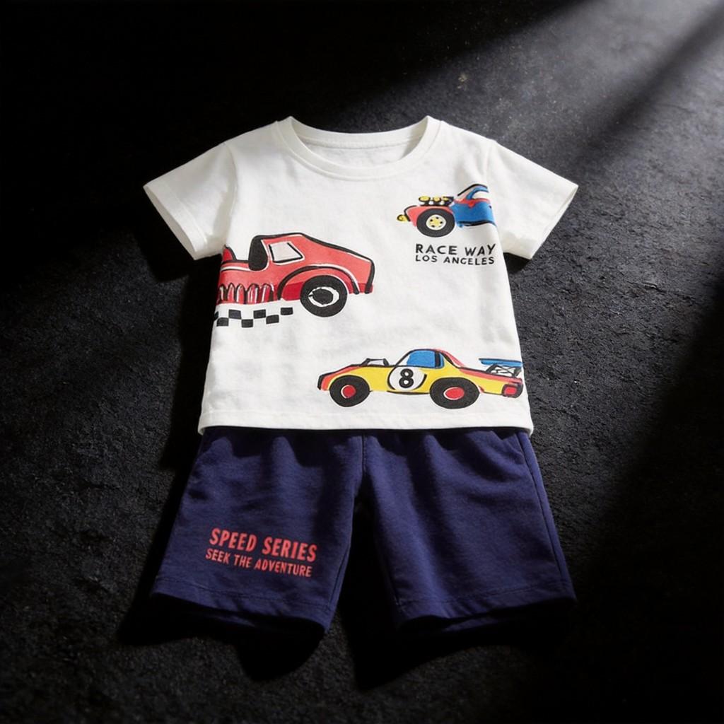 Boys Summer Cotton Casual Shorts And Tshirt Set For Kids Ages 3 To 8