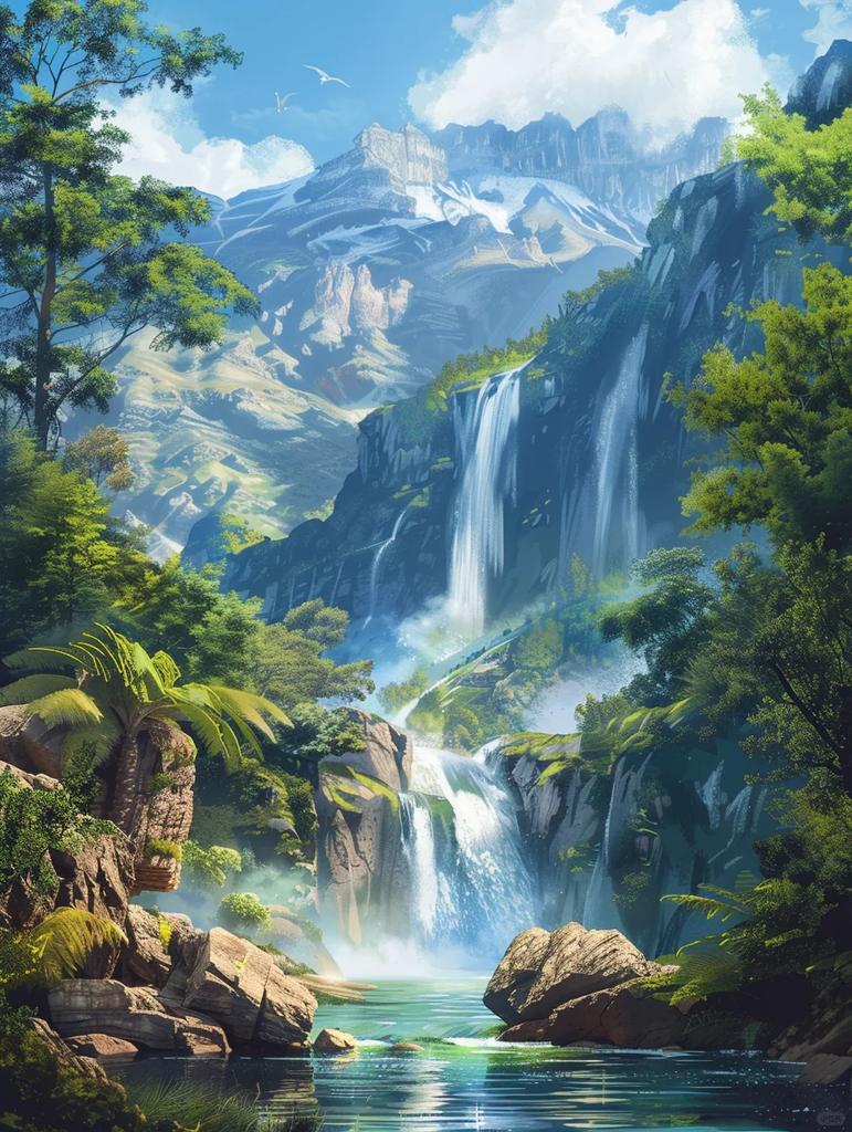 DIY Алмазная вышивка Водопад Пейзаж Вышивка крестом Картина Гора 5D Стразы Картина Мозаика Лес Настенное искусство