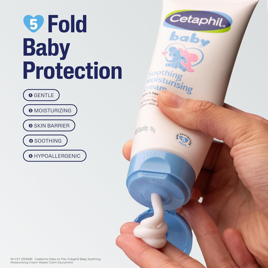 Cetaphil Baby Soothing Moisturising Cream 100 g for Newborns & Babies | Gentle Face & Body Moisturiser