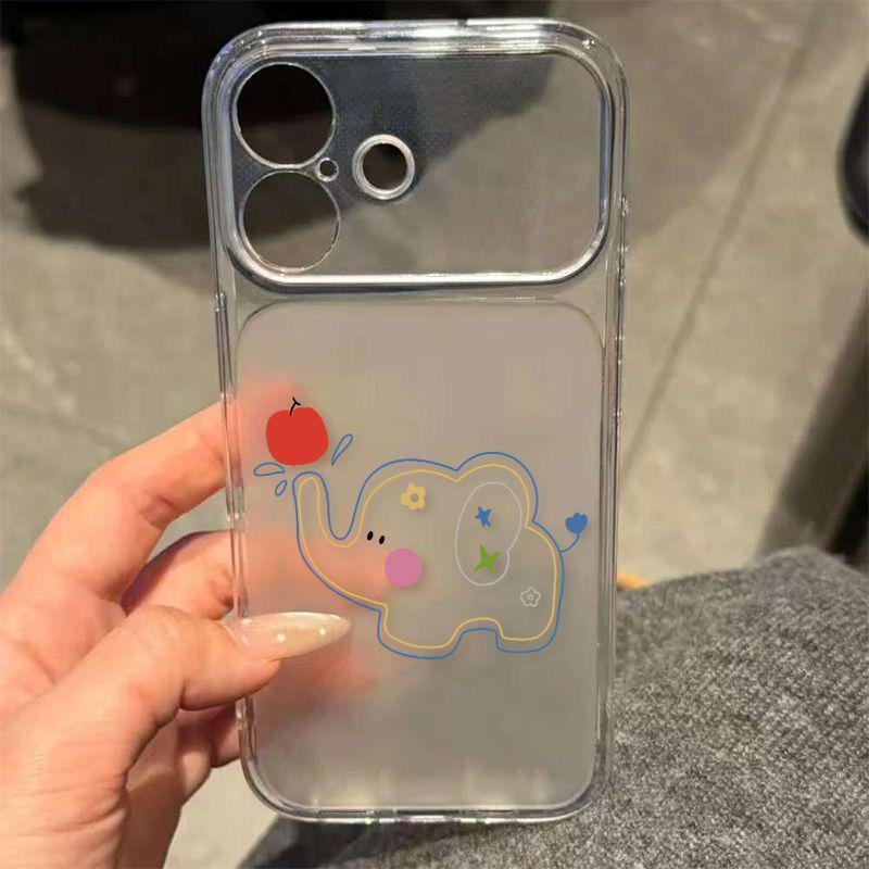 

Line Art Little Elephant Full Coverage Soft Case for iPhone 14 13 12 11 - Compatible with Large Windows & Apple Devices iPhone 12