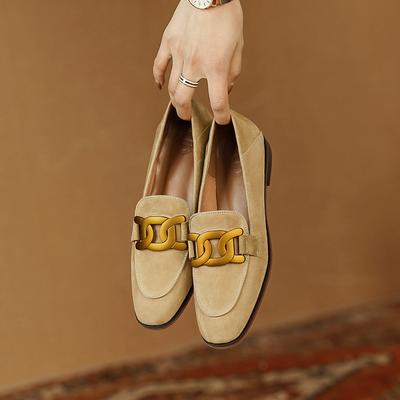 Mocassini da Donna Retrò con Fibbia Metallica 2026 Stile Francese Britannico Moda Elegante Punta Quadrata Tacco Chunky Décolleté Scarpe Piatte Casual da Festa
