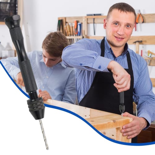 KKLM 10-Piece Pin Vise and Hand Drill Craft Tool Set for Plastic Models and Crafts, Includes Pin Vise and Hand Drill, Storage Case (Black)