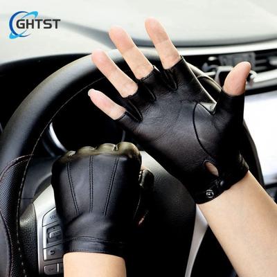 Leather Half Finger Gloves Male Winter Motorcycle Ciding Open-Finger Motorcycle Non-slip Plus Cashmere Skin Half Gloves