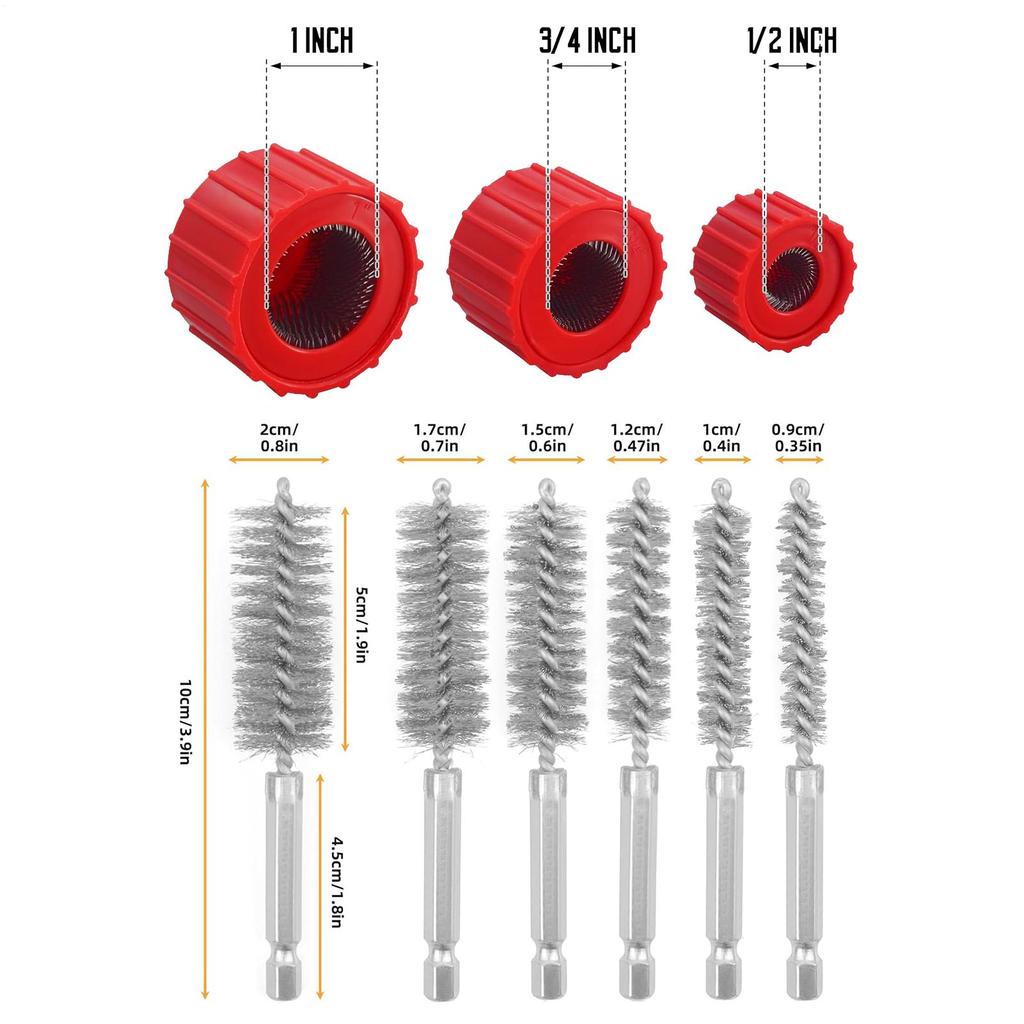Drill Copper Pipe Cleaner Deburring Brush For Tube Efficient Copper Pipe Cleaner For Garage Industrial Soldering Household