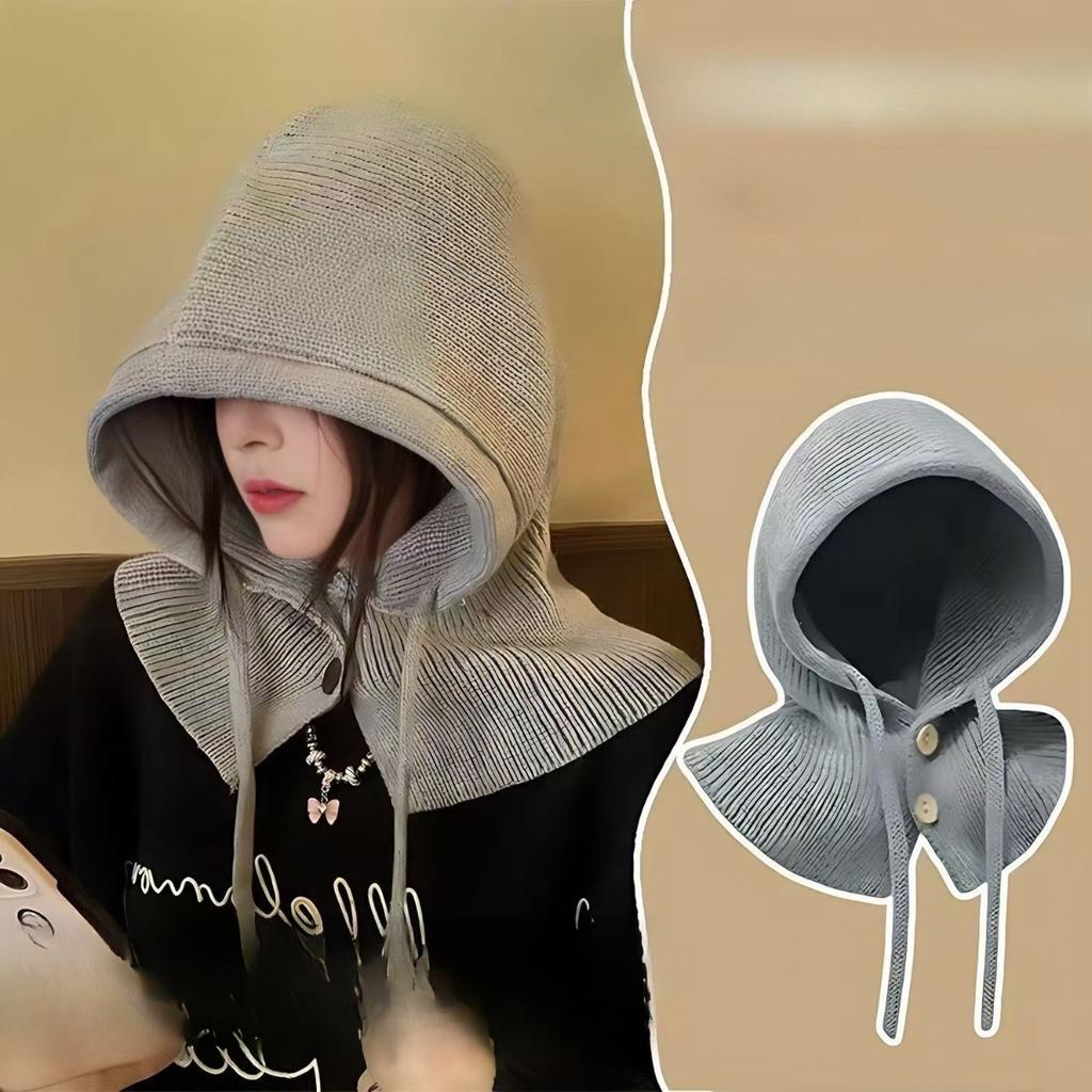 Windproof Hat, Button, Shawl Hat, Windproof Hat, Ear Protection Hat, Thermal Hat, Pullover Hat, Knitted Hat